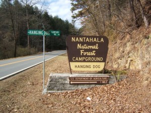 Hanging Dog Campground Entrance in Murphy NC Hanging Dog Campground Entrance off of Joe Brown